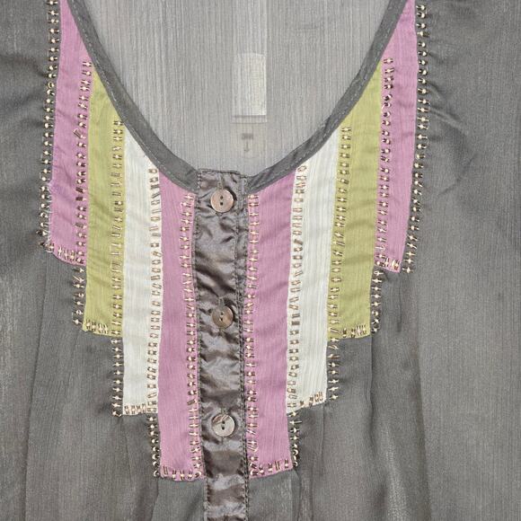 Buckle Day Trip Women's Sheer Embellished Top. Size Large. - Picture 2 of 8